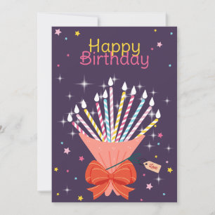 Festive Birthday Bouquet Candles Celebration Announcement