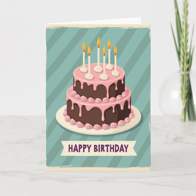 Festive Birthday Cake Candles Card (Front)