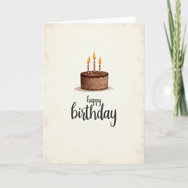 Festive Birthday Candle Cake Card (Front)