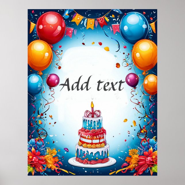 Festive Birthday Celebration With Balloons Poster (Front)