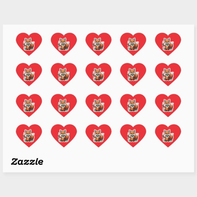 Festive Birthday Fox with Cupcake Heart Sticker (Sheet)