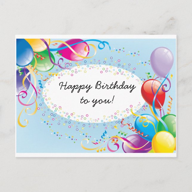 Festive Birthday Greetings Postcard (Front)