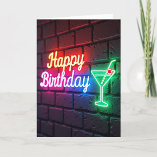 Festive Birthday Neon Glow Card