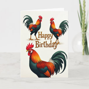 Festive Birthday Rooster Art Card
