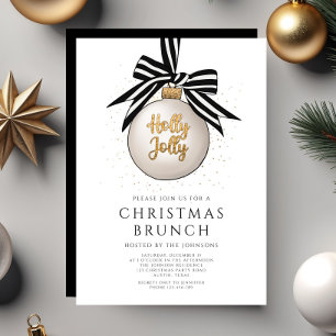 Festive Black And White Gold Christmas Brunch Invitation