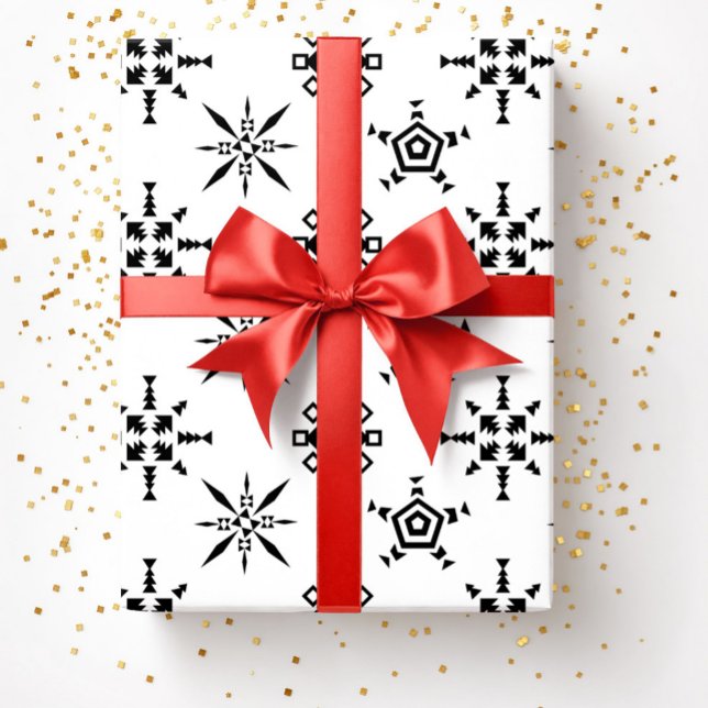 Festive Black And White Snowflake Christmas Wrapping Paper (Festive Black And White Snowflake Christmas Wrapping Paper)