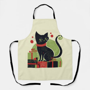 Festive Black Cat Apron