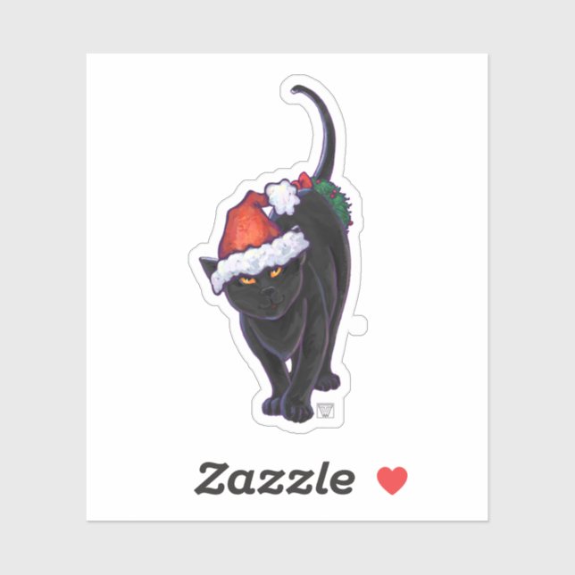 Festive Black Cat in a Santa Hat (Sheet)