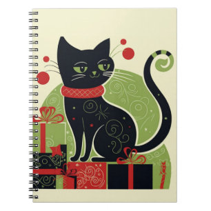 Festive Black Cat Notebook