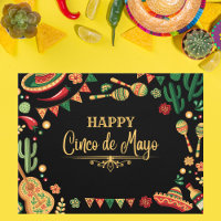 Festive Black Cinco de Mayo Fiesta Icons