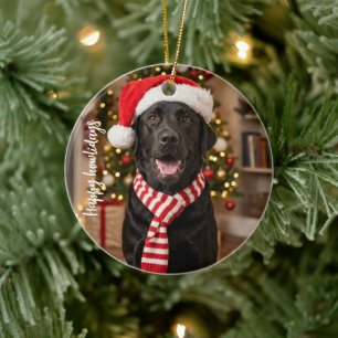 Festive Black Labrador Happy Howlidays Christmas Ceramic Tree Decoration