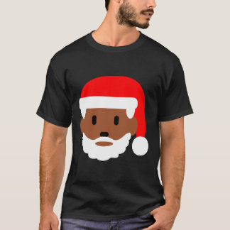 Festive Black Merry Christmas Santa Face T-Shirt