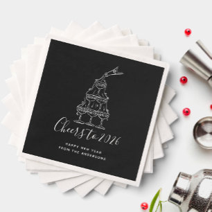 Festive Black New Years Eve Party Paper  Napkin