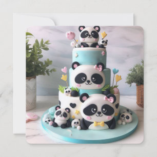 FESTIVE  BLACK & WHITE PANDA THEMED KIDS BIRTHDAY  CARD