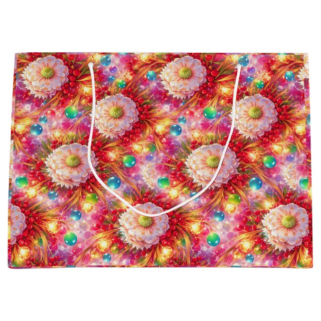 Festive Bloom Energy – Radiant Flowers  Large Gift Bag (Front)