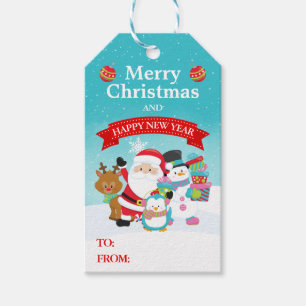 Festive Blue Christmas Friends Gift Tags