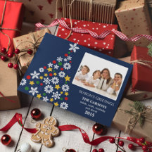 Festive Blue Christmas Tree Holiday Photocard