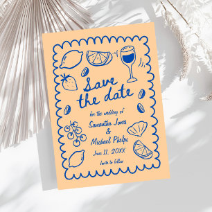 Festive Blue Coastal Wedding Save the Date