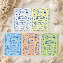 Festive Blue Coastal Wedding Save the Date