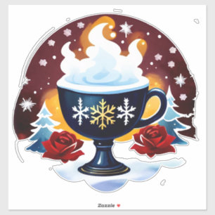 Festive Blue Cup Of Cocoa With Snowflakes