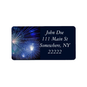 Festive Blue Fireworks Label