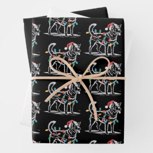 Festive Blue Heeler Christmas Holiday Cattle Dog Wrapping Paper Sheet