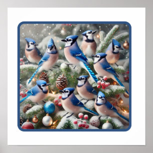 Festive Blue Jays' Winter Gathering Poster