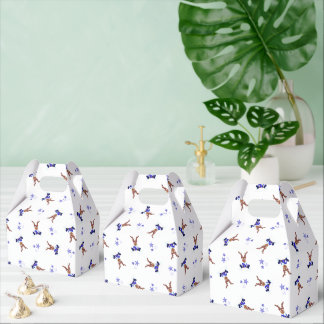 Festive Blue Kasky Christmas Reindeer Favour Box