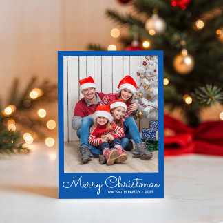Festive Blue Photo Holiday Card