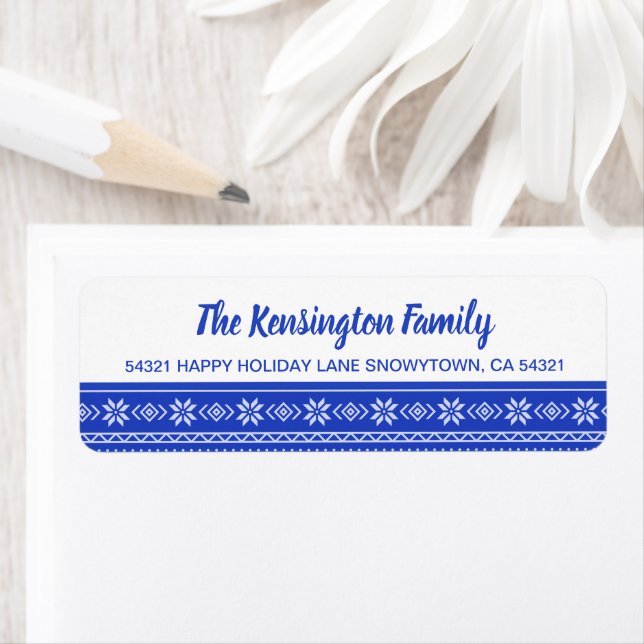 Festive BLue Snowflake Holiday Sweater Pattern (Insitu)