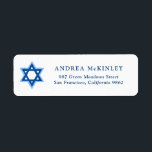 Festive Blue Star of David Hanukkah<br><div class="desc">A festive customisable Hanukkah holiday address label. It features watercolor illustration of a blue magen David,  star of David. Customise by adding names and addresses.</div>