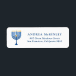Festive Blue Watercolor Menorah Hanukkah<br><div class="desc">A festive customizable Hanukkah holiday address label. It features watercolor illustration of a menorah. Customize by adding names and addresses.</div>