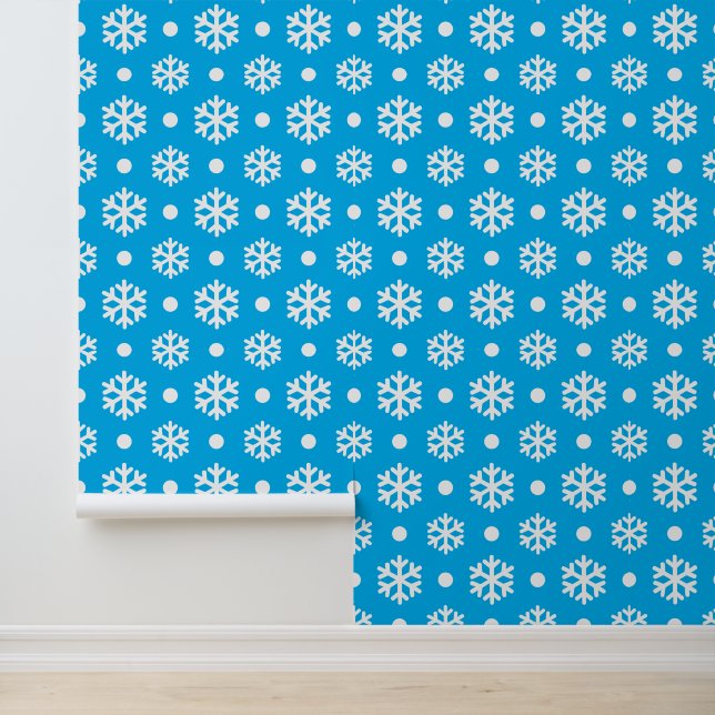 Festive blue white snowflake tiled pattern  wallpaper (Application)