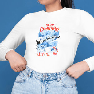 Festive Blue Winter Merry Christmas Santa Sleigh Sweatshirt