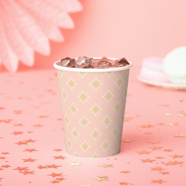 Festive Blush Pink and Gold Diamond Paper cup (Insitu)