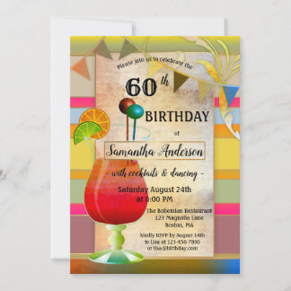 Festive Bohemian Cocktail Birthday Invitation