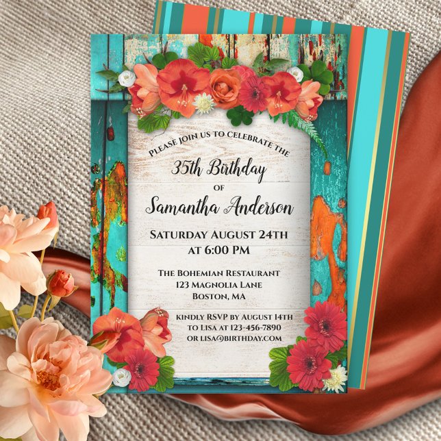 Festive Bohemian Floral Birthday Invitation (Creator Uploaded)