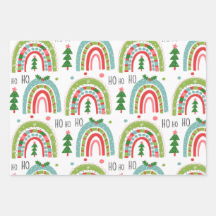 Festive Boho Chic Christmas Wrapping Paper Sheet
