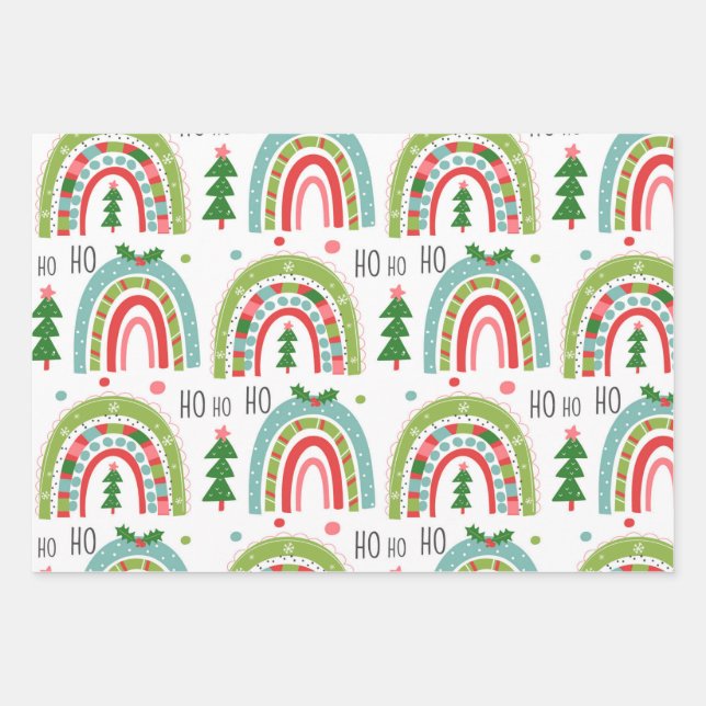 Festive Boho Chic Christmas Wrapping Paper Sheet (Front)