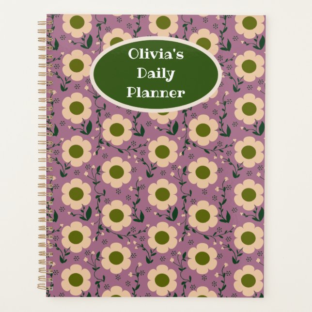 Festive Boho Flowers, Customisable Daily Planner (Front)