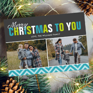 Festive Bold Colourful Letters Christmas Photo Holiday Card