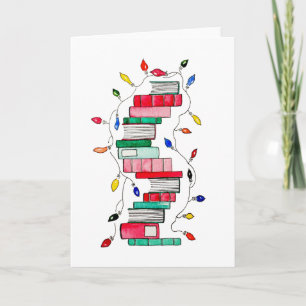 Festive Book Stack Holiday Card