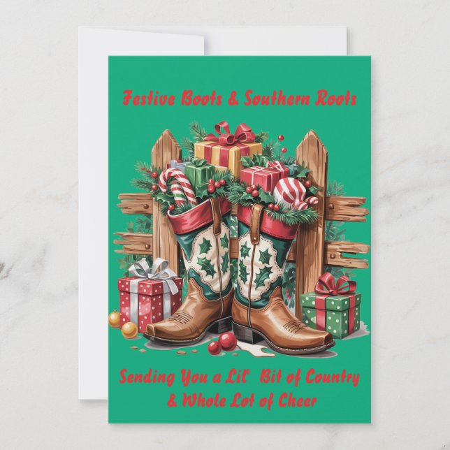 Festive Boots Holiday Card (Front)