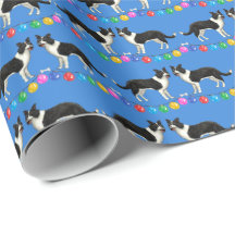 Festive Border Collies Wrapping Paper