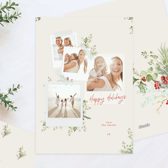 Festive Botanical Craft Christmas Photo Album Holiday Card (Creator Uploaded)