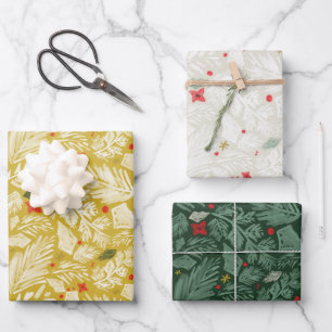 Festive Botanical Wrapping Paper Sheet