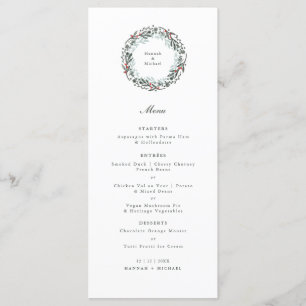 Festive botanical wreath Wedding Breakfast Menu