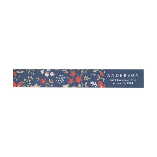 Festive Botantical Holiday Address Wrap Labels (Individual)