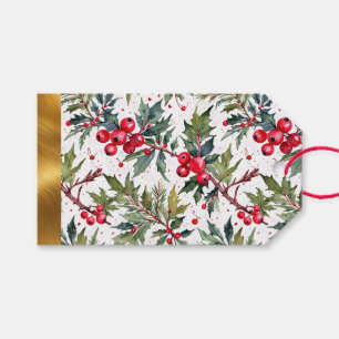 Festive Boughs of Holly Botanical Gift Tags