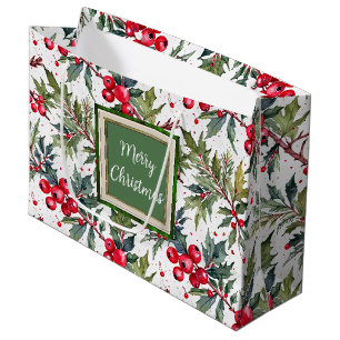 Festive Boughs of Holly Botanical Medium Gift Bag